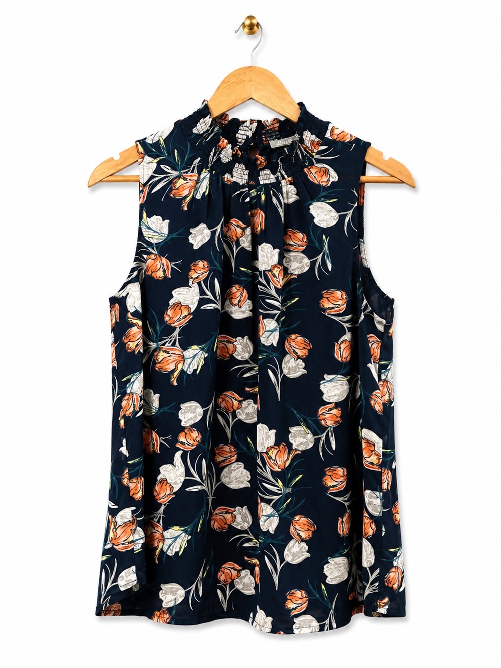 Anthropologie Daniel Rainn Floral Mock Neck Sleeveless Blouse Size Large